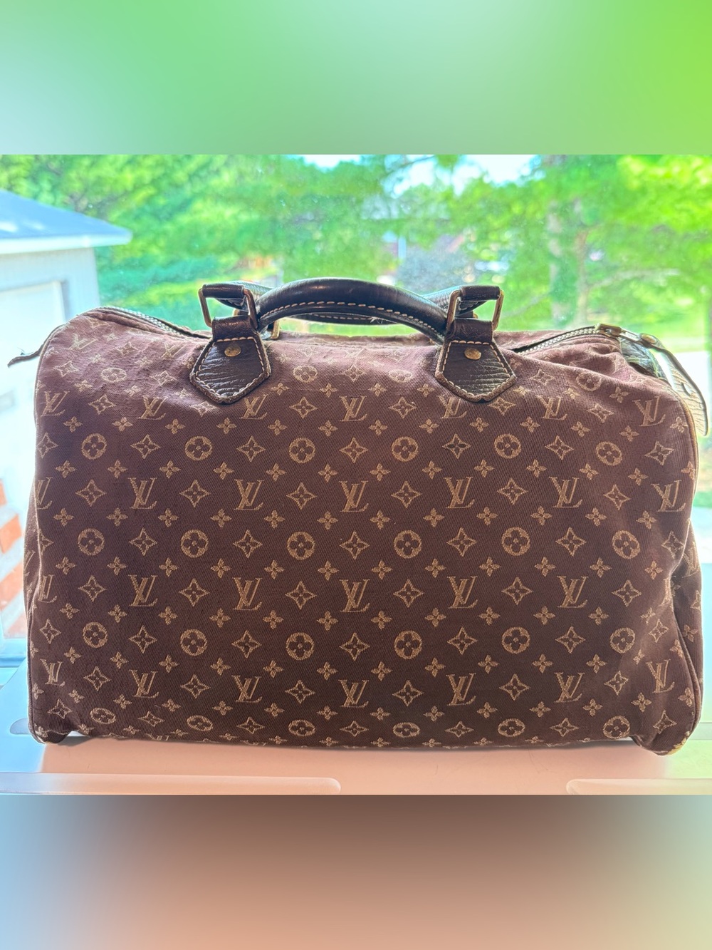 Louis Vuitton Brown Canvas Monogram Speedy with Dark Leather Trim